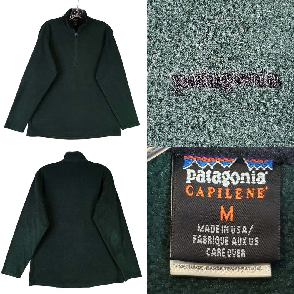 Patagonia Capilene Fleece Quarter Zip Vintage Green‎ Women's Size Medium M